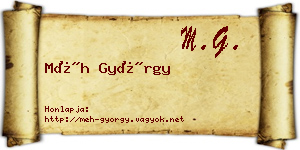 Méh György névjegykártya